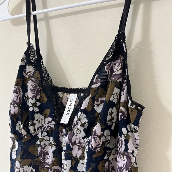 Lindex Floral Lace Detail V-Neck Adjustable Straps Slip Dress Size Large - Picture 5 of 8